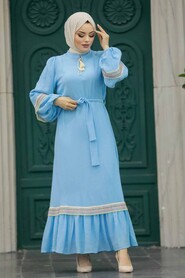  Baby Blue Muslim Long Dress Style 13491BM - 3