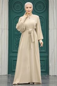  Beige Dubai Abaya 20079BEJ - 3