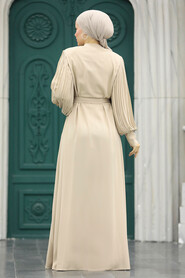  Beige Dubai Abaya 20079BEJ - 4