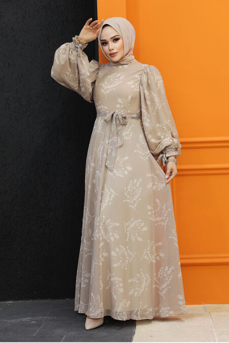  Beige High Quality Dress 33072BEJ - NEVA STYLE