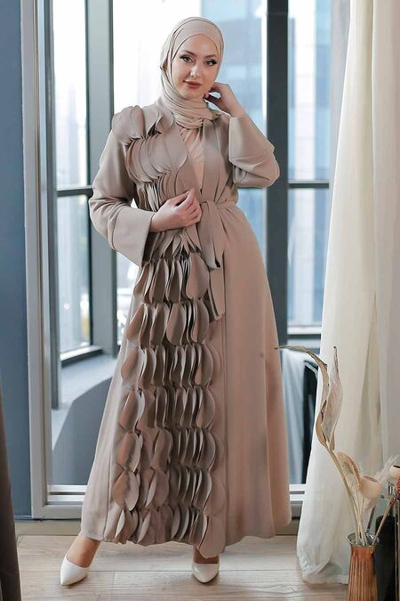  Beige High Quality Turkish Abaya 34930BEJ - NEVA STYLE