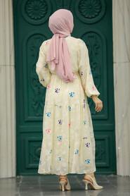  Beige Hijab Dress 13026BEJ - 3