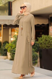  Beige Hijab Dress 3320BEJ - NEVA STYLE