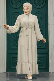  Beige Hijab For Women Dress 1929BEJ - 2