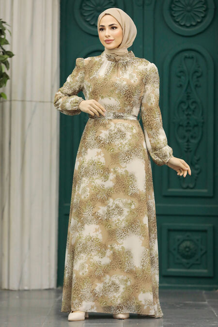  Beige Hijab For Women Dress 27944BEJ - NEVA STYLE