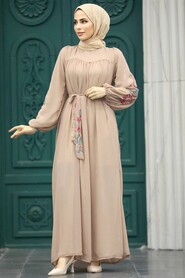  Beige Hijab For Women Dress 8889BEJ - 1