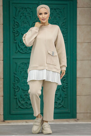 Beige Hijab For Women Dual Suit 7108BEJ - 2