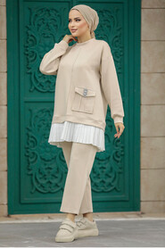  Beige Hijab For Women Dual Suit 7108BEJ - 1