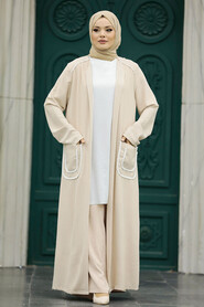  Beige Hijab For Women Kimono Triple Suit 80101BEJ - 4