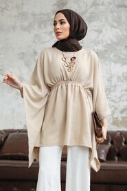  Beige Hijab For Women Poncho 41259BEJ - 3
