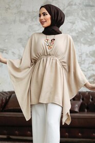  Beige Hijab For Women Poncho 41259BEJ - 2