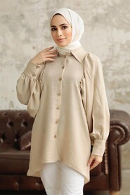  Beige Hijab For Women Tunic 1136BEJ - 1