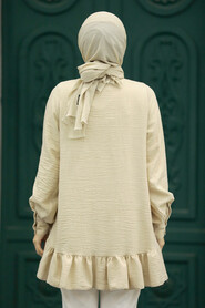 Neva Style - Beige Hijab For Women Tunic 5898BEJ - Thumbnail