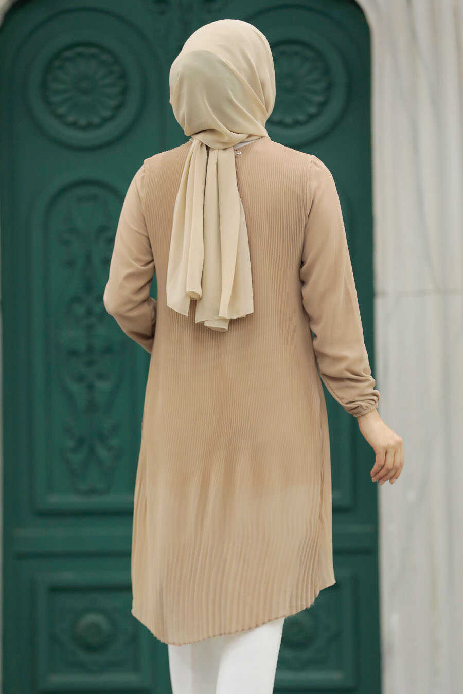 Neva Style - Beige Hijab For Women Tunic 91235BEJ