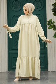  Beige Hijab Maxi Dress 50292BEJ - 2
