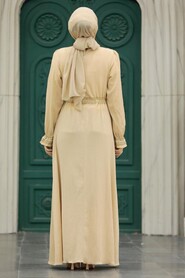  Beige Hijab Maxi Dress 5852BEJ - 3
