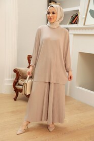  Beige Hijab Suit Dress 41502BEJ - 1