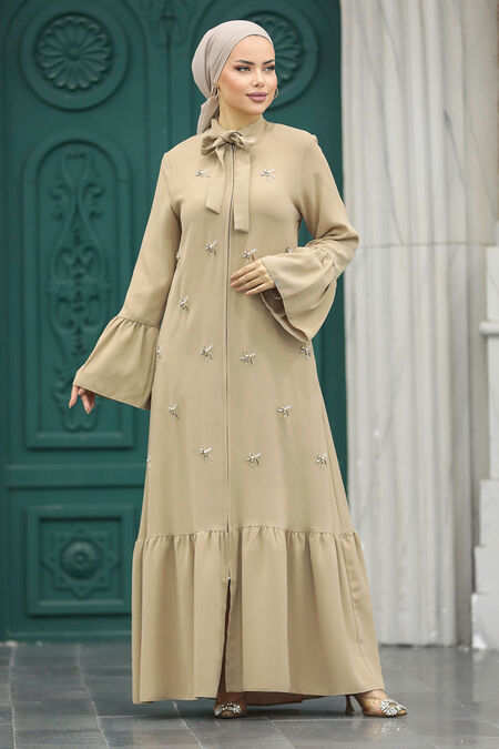  Beige Hijab Turkish Abaya 20009BEJ - NEVA STYLE