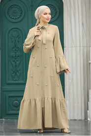  Beige Hijab Turkish Abaya 20009BEJ - 3