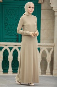  Beige Hijab Turkish Dress 380300BEJ - 1