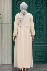 Beige Hijab Turkish Dress 414BEJ - 3