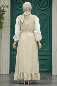  Beige Hijab Turkish Dress 5913BEJ - 3