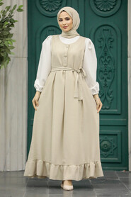  Beige Hijab Turkish Dress 5913BEJ - 1
