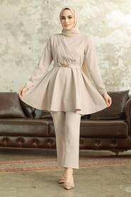  Beige Hijab Turkish Dual Suit 5860BEJ - 3