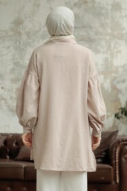  Beige Hijab Turkish Shirt 11221BEJ - 3