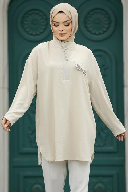  Beige Hijab Turkish Tunic 10224BEJ - NEVA STYLE