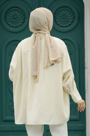 Neva Style - Beige Hijab Turkish Tunic 10236BEJ - Thumbnail