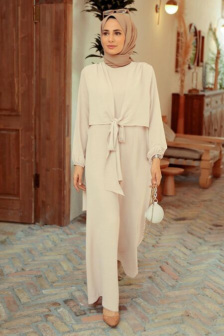  Beige Hjab Overalls 5714BEJ - NEVA STYLE