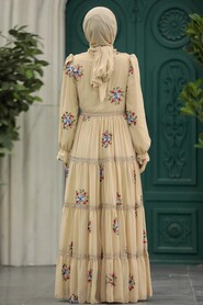  Beige Islamic Clothing Dress 32814BEJ - 2