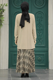  Beige Islamic Clothing Dual Suit 41631BEJ - 3