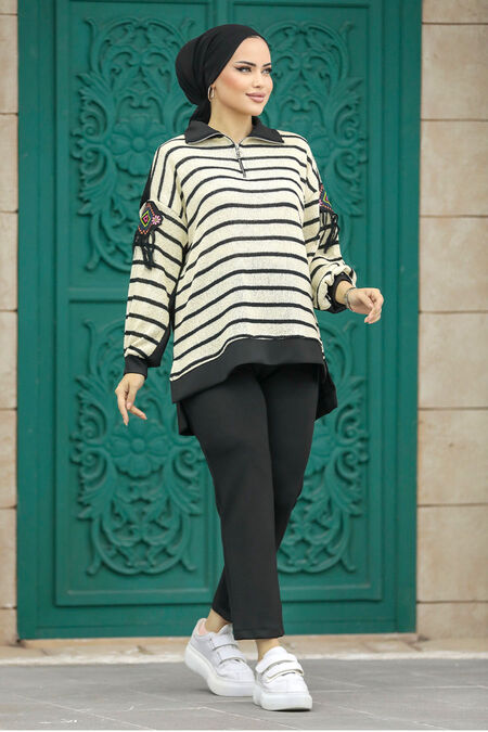  Beige Islamic Clothing Dual Suit 7094BEJ - NEVA STYLE