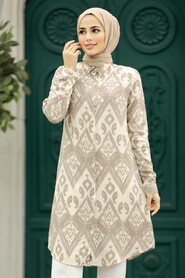  Beige Islamic Clothing Tunic 11603BEJ - 2