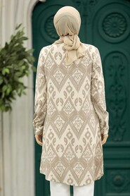  Beige Islamic Clothing Tunic 11603BEJ - 3