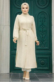  Beige Islamic Clothing Tunic 5933BEJ - 1