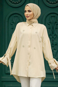  Beige Islamic Clothing Tunic 603BEJ - 2