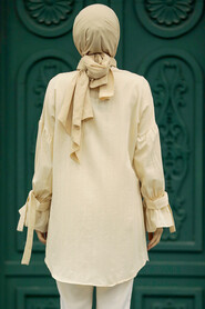  Beige Islamic Clothing Tunic 603BEJ - 3