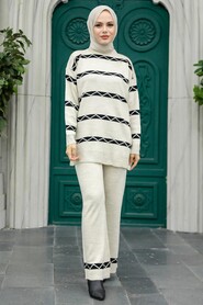  Beige Knitwear Modest Dual Suit 6396BEJ - 1