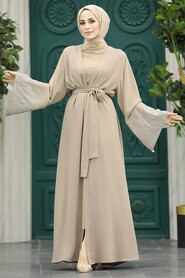  Beige Long Abaya 601800BEJ - 2
