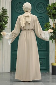  Beige Long Abaya 601800BEJ - 3