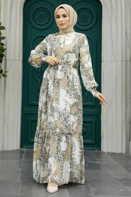  Beige Long Dress 33562BEJ - 2