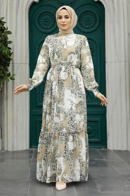  Beige Long Dress 33562BEJ - NEVA STYLE