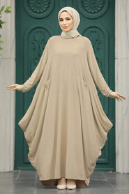  Beige Long Dress for Muslim Ladies 1686BEJ - 2