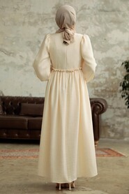 Beige Long Dress for Muslim Ladies 5857BEJ - 2