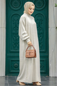  Beige Long Knitwear Dress 34293BEJ - 3