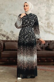  Beige Long Muslim Dress 38401BEJ - 2