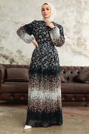 Beige Long Muslim Dress 38401BEJ - 1